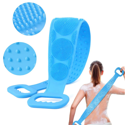 Silicone Bath Body Brush with Long Handle | Exfoliating Back Scrubber for Shower | Deep Cleansing & Massage Brush