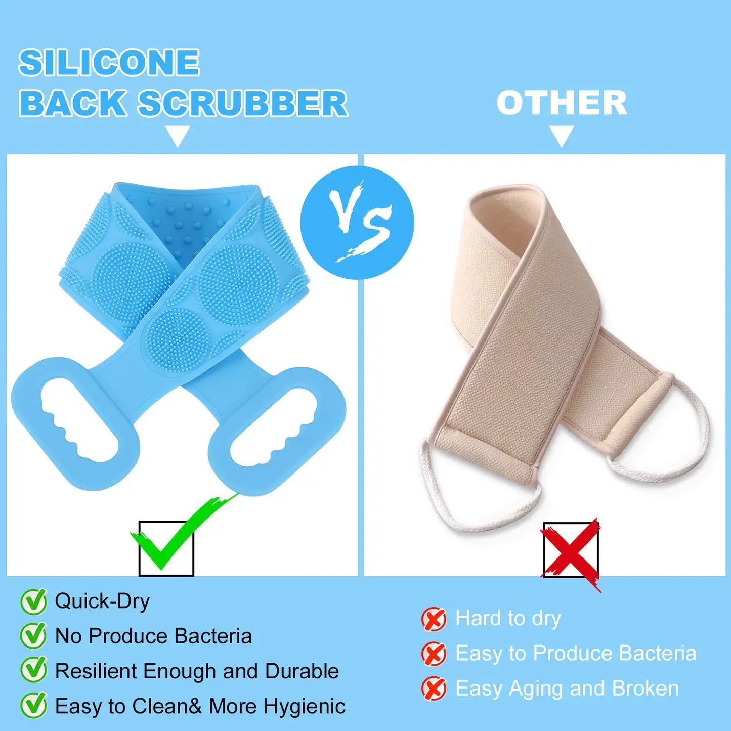 Silicone Bath Body Brush with Long Handle | Exfoliating Back Scrubber for Shower | Deep Cleansing & Massage Brush