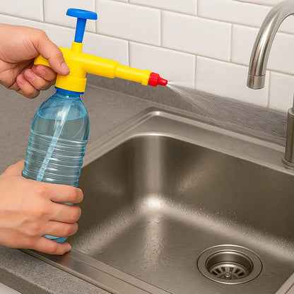 Bottle Pressure Sprayer Attachment | Handheld Pump Spray Gun | Adjustable Nozzle for Gardening & Cleaning