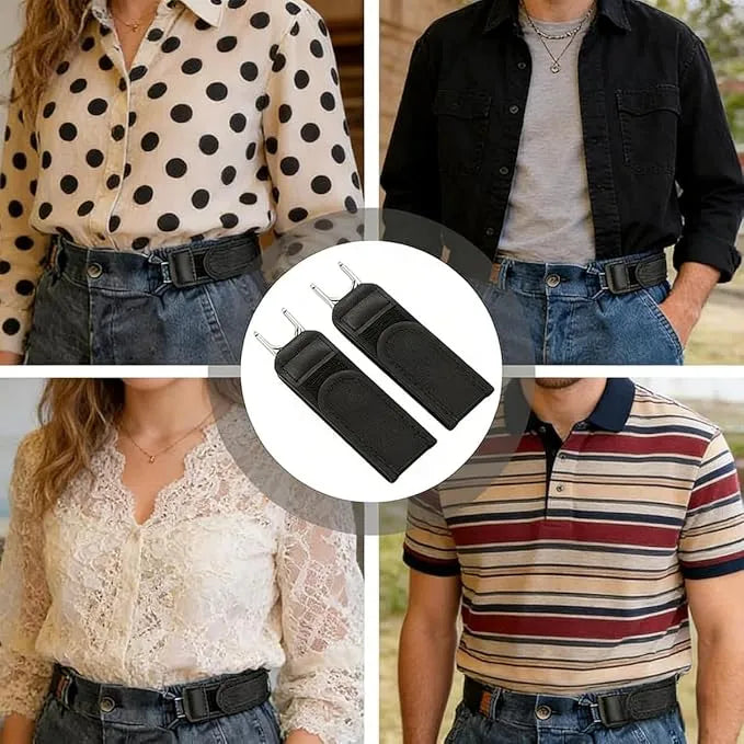 Buckleless Elastic Waist Belt | Adjustable Stretch Nylon Waistband with Metal Hook | Unisex No-Buckle Comfort Belt