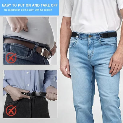 Buckleless Elastic Waist Belt | Adjustable Stretch Nylon Waistband with Metal Hook | Unisex No-Buckle Comfort Belt