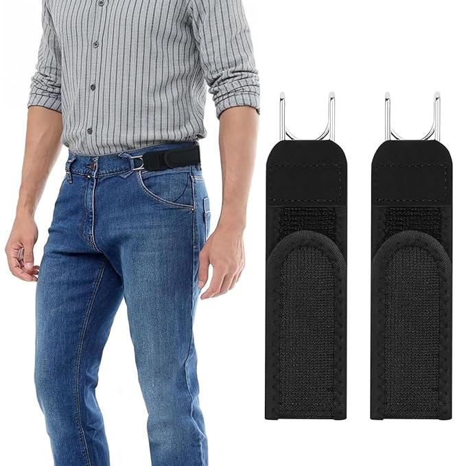Buckleless Elastic Waist Belt | Adjustable Stretch Nylon Waistband with Metal Hook | Unisex No-Buckle Comfort Belt