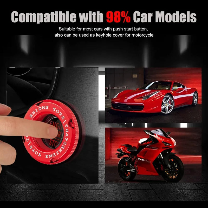 Universal Engine Start Button Cover | Car & Bike Key Switch Protector | Push Start Button Decorative Cover