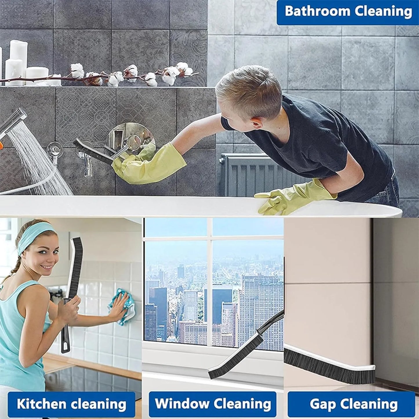 Multifunctional Long Handle Gap Cleaning Brush | Household Crevice Cleaning Tool for Tile Gaps, Window Tracks, Kitchen Sink & Bathroom Corners