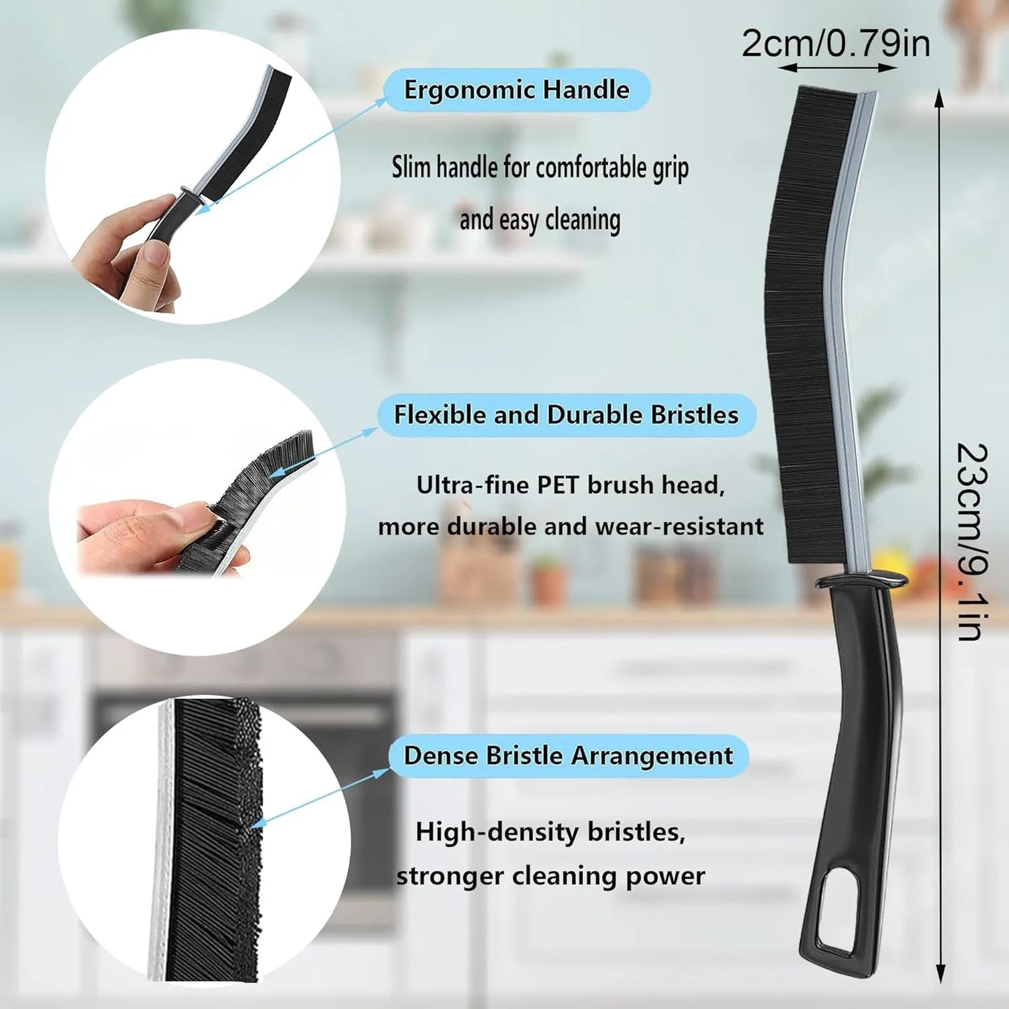 Multifunctional Long Handle Gap Cleaning Brush | Household Crevice Cleaning Tool for Tile Gaps, Window Tracks, Kitchen Sink & Bathroom Corners