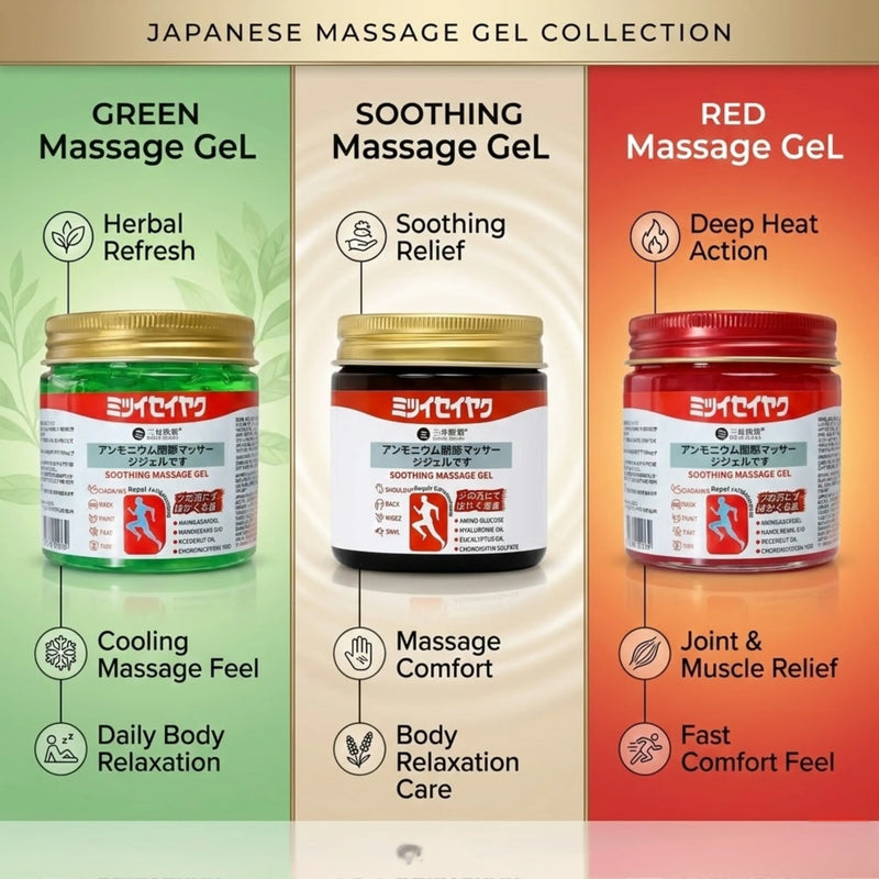 Combo Of 3 Japanese Massage Gels – Cooling, Soothing & Warming Body Relief Gel for Neck, Shoulder, Back & Muscle Relaxation