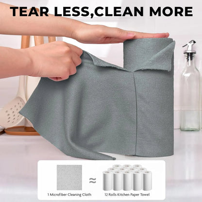 Reusable Microfiber Cleaning Towel Roll – Tear-Off Multi-Purpose Cleaning Cloths