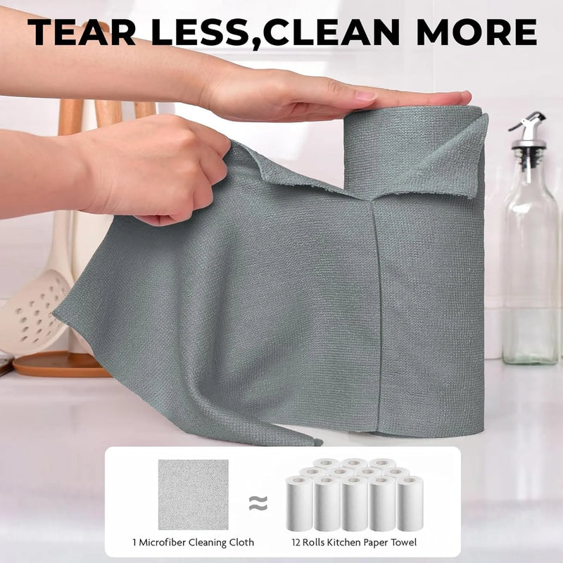 Reusable Microfiber Cleaning Towel Roll – Tear-Off Multi-Purpose Cleaning Cloths