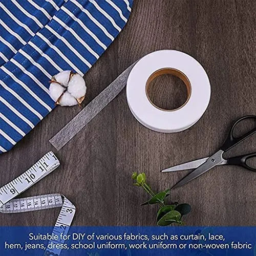 Fabric Fusing Tape | Double-Sided Adhesive Hem Tape for Clothes | Iron-On Sewing Tape for Quick Fabric Repairs