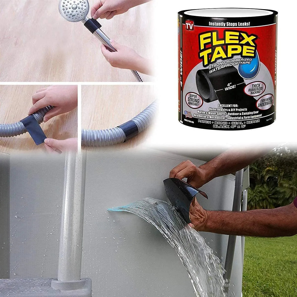 PVC Rubberized Water Leakage Flex Tape – Waterproof Instant Sealing Tape for Cracks, Pipes & Roof Leaks