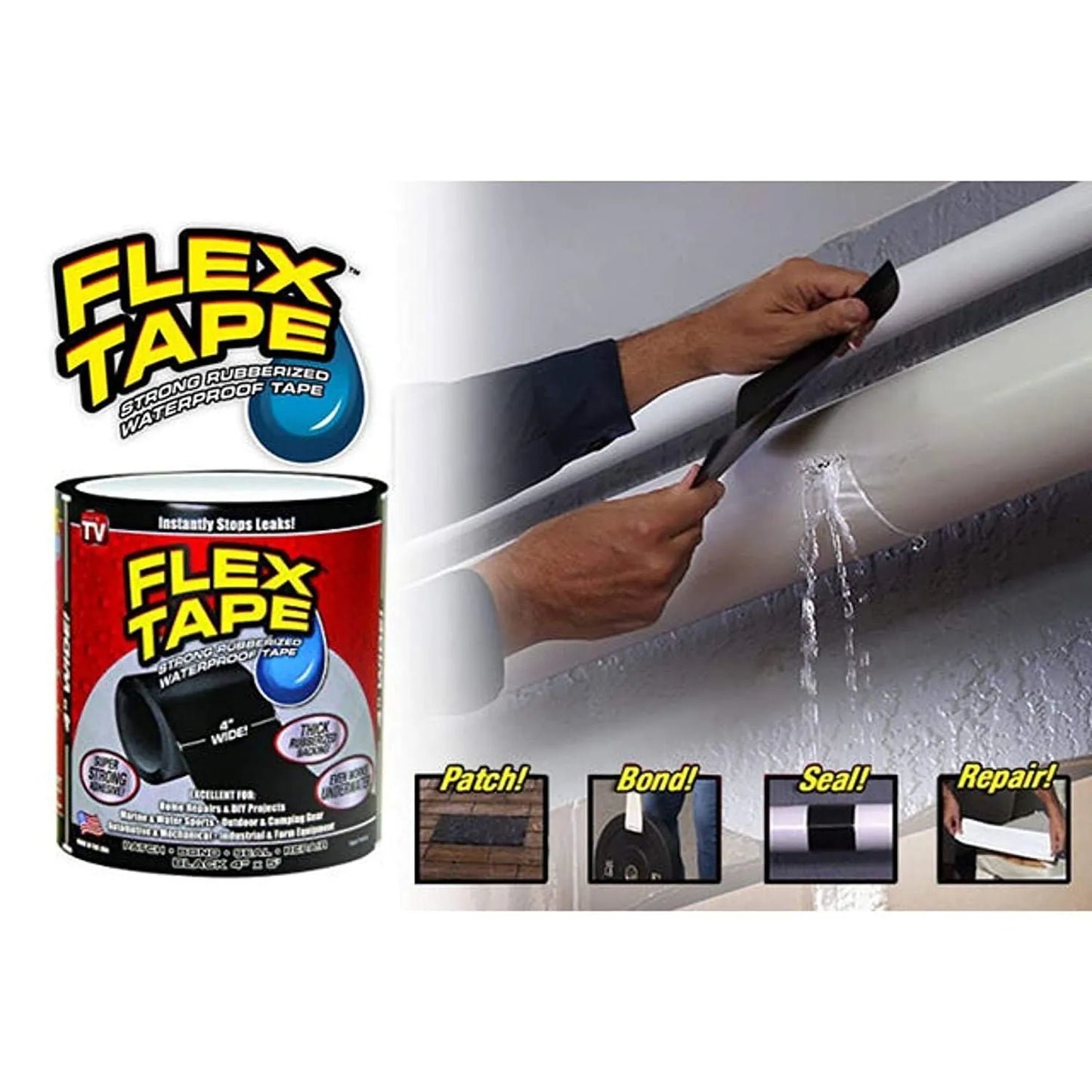 PVC Rubberized Water Leakage Flex Tape – Waterproof Instant Sealing Tape for Cracks, Pipes & Roof Leaks
