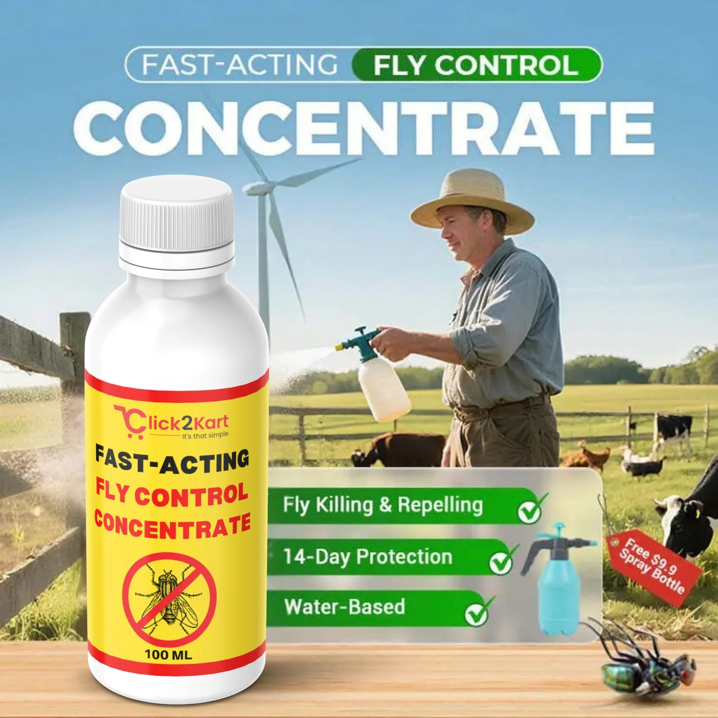 Fast-Acting Fly Control Concentrate – Powerful Insect Killer for Indoor & Outdoor Use