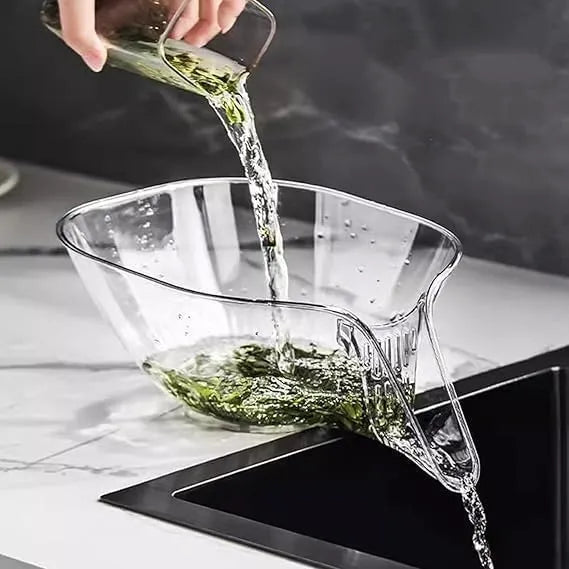 Multi-Purpose Glass Colander Bowl with Drainage | Kitchen Strainer Bowl for Fruits, Vegetables, Pasta & Salad