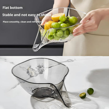 Multi-Purpose Glass Colander Bowl with Drainage | Kitchen Strainer Bowl for Fruits, Vegetables, Pasta & Salad