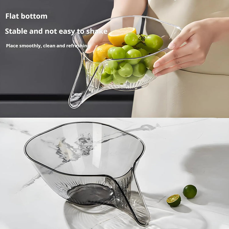 Multi-Purpose Glass Colander Bowl with Drainage | Kitchen Strainer Bowl for Fruits, Vegetables, Pasta & Salad