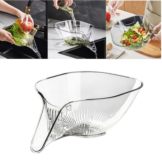 Multi-Purpose Glass Colander Bowl with Drainage | Kitchen Strainer Bowl for Fruits, Vegetables, Pasta & Salad