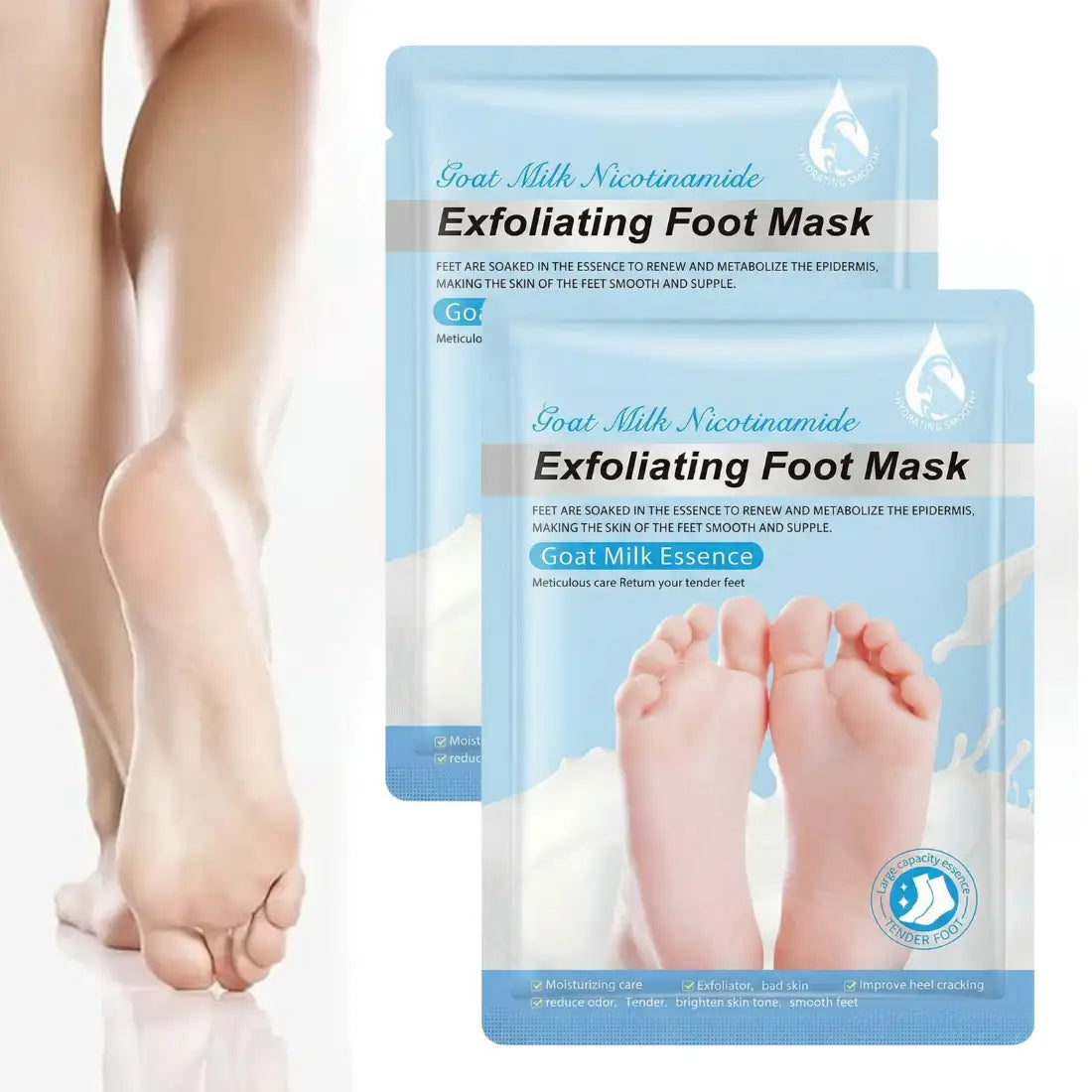 Goat Milk Exfoliating Foot Mask with Nicotinamide | Deep Moisturising & Dead Skin Removal Foot Mask