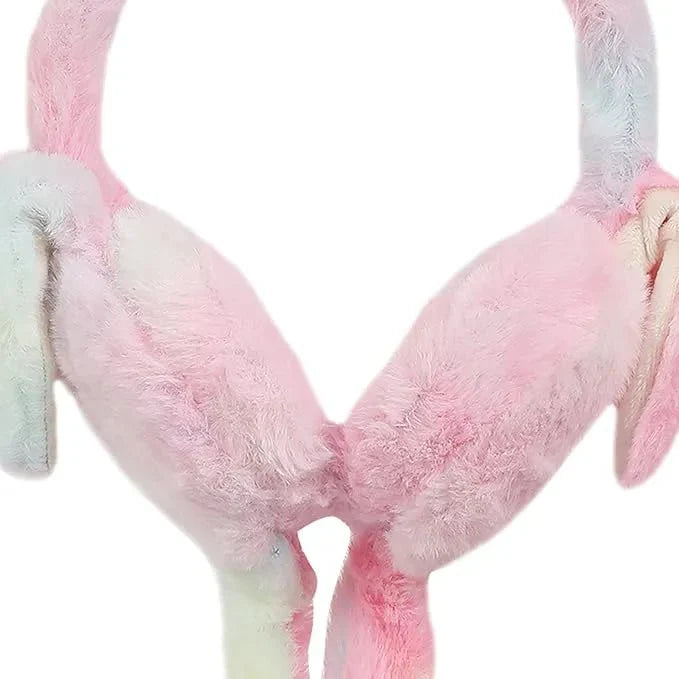 Girls Winter Plush Earmuffs with Moving Bunny Ears – Soft, Warm & Super Cute Ear Warmer