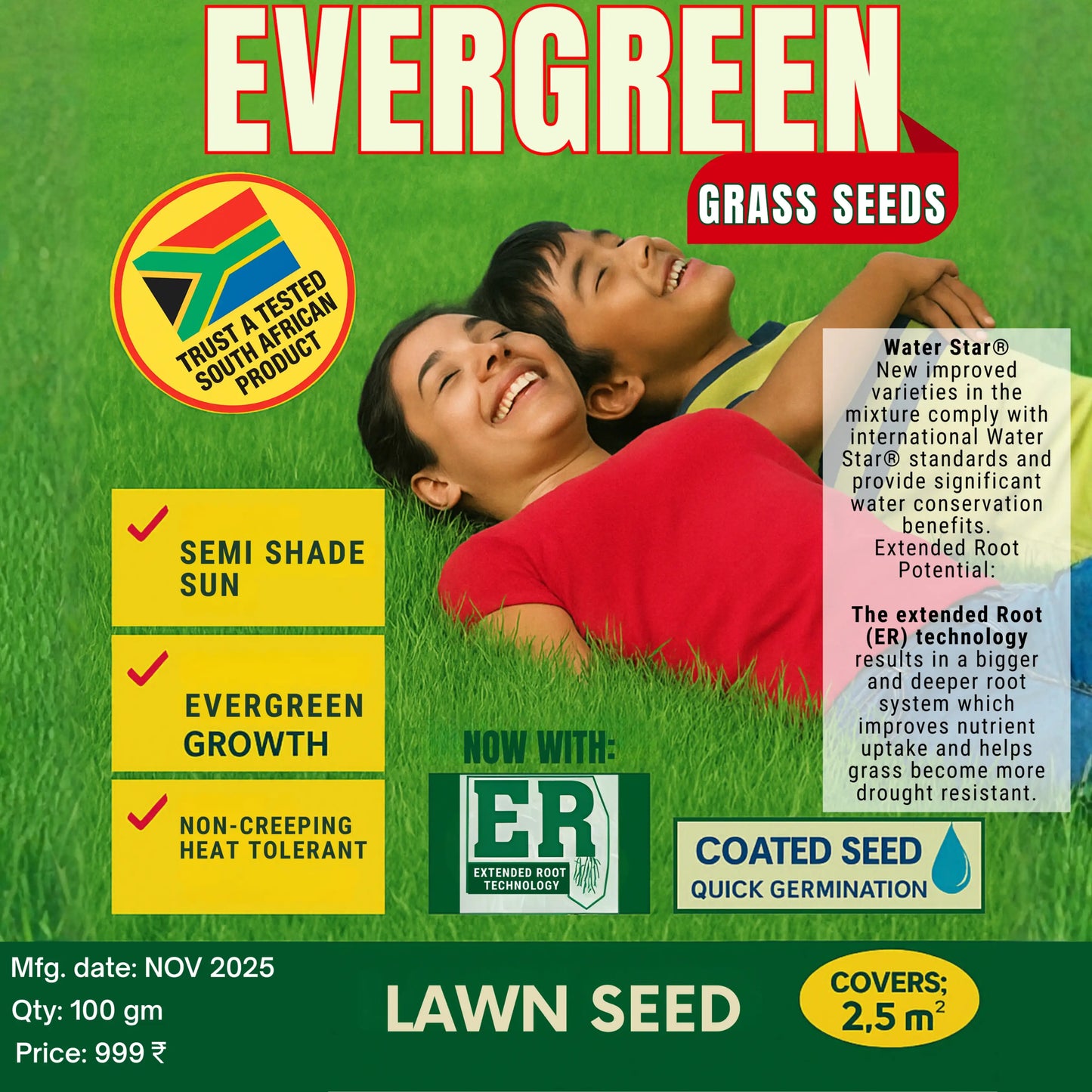 All Seasons Evergreen Grass Seeds | Fast Germination | Year-Round Beautiful Green Lawn