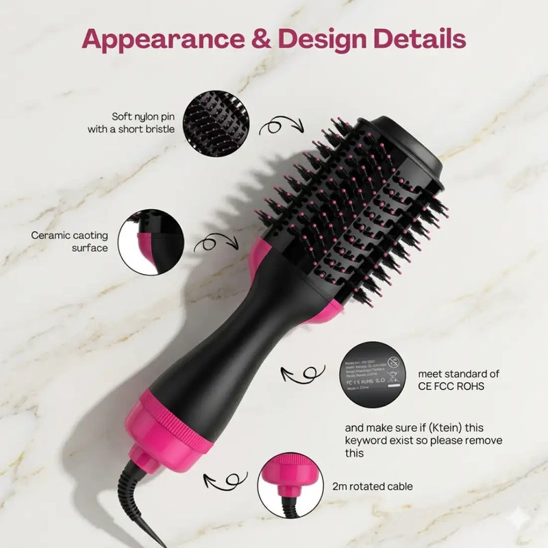 4-in-1 Hot Air Styling Brush | Hair Dryer Brush for Drying, Straightening, Curling & Volumizing