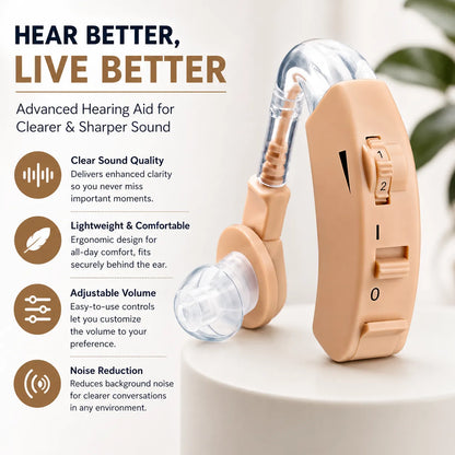 Advanced Hearing Aid – Adjustable Volume, Noise Reduction & Comfortable Fit