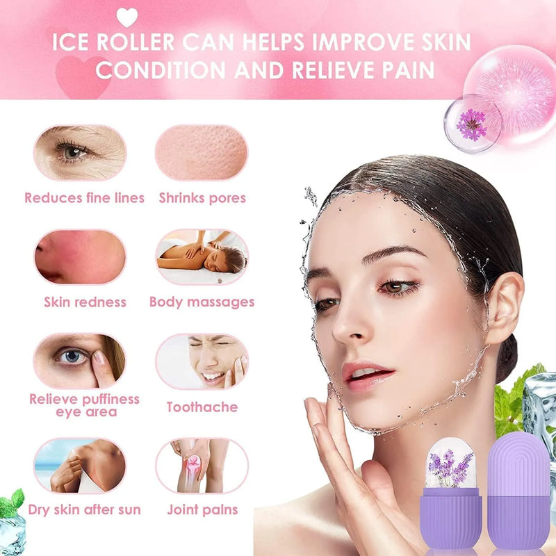 Silicone Ice Roller for Face & Eyes – Reusable Facial Cooling Roller for Puffiness, Dark Circles & Glowing Skin