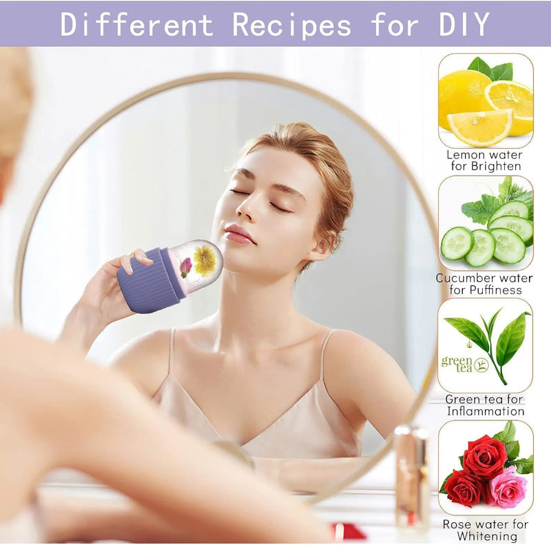 Silicone Ice Roller for Face & Eyes – Reusable Facial Cooling Roller for Puffiness, Dark Circles & Glowing Skin