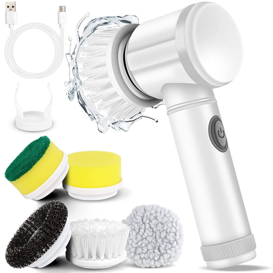 Electric Spin Scrubber 7-in-1 Power Cleaning Brush | Magic Cleaning Tool with 5 Replaceable Brush Heads for Kitchen & Bathroom