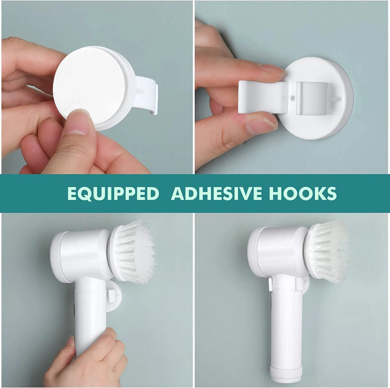 Electric Spin Scrubber 7-in-1 Power Cleaning Brush | Magic Cleaning Tool with 5 Replaceable Brush Heads for Kitchen & Bathroom