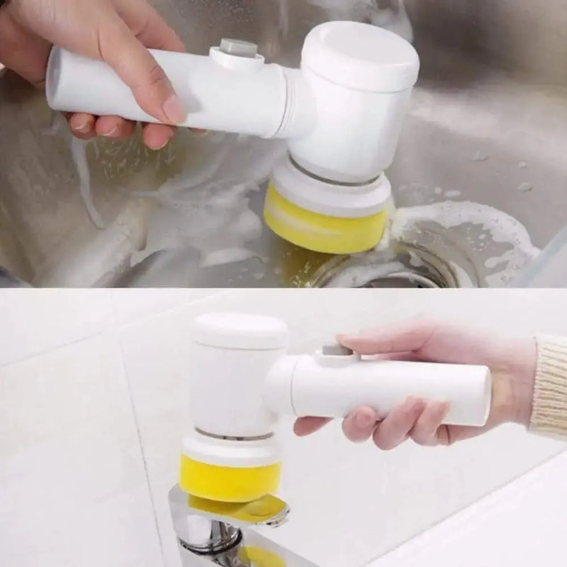 Electric Spin Scrubber 7-in-1 Power Cleaning Brush | Magic Cleaning Tool with 5 Replaceable Brush Heads for Kitchen & Bathroom