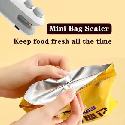 Mini Bag Sealer 2-in-1 – USB Rechargeable Heat Sealer & Cutter for Food Storage Bags