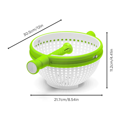 Salad Spinner & Vegetable Drain Basket – Manual Lettuce Dryer with Collapsible Handle for Washing & Drying Vegetables