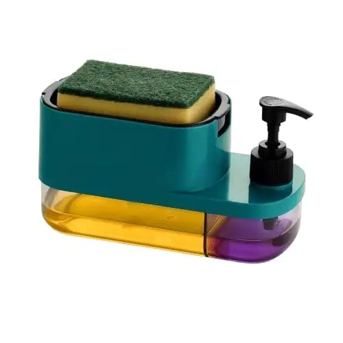 3 in 1 Dish Soap Pump Dispenser with Sponge Holder | Clay & Plastic Kitchen Sink Organizer | Liquid Soap Dispenser
