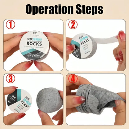 Pure Cotton Compressed Socks – Portable Travel Socks | Disposable Hygienic Socks for Men & Women