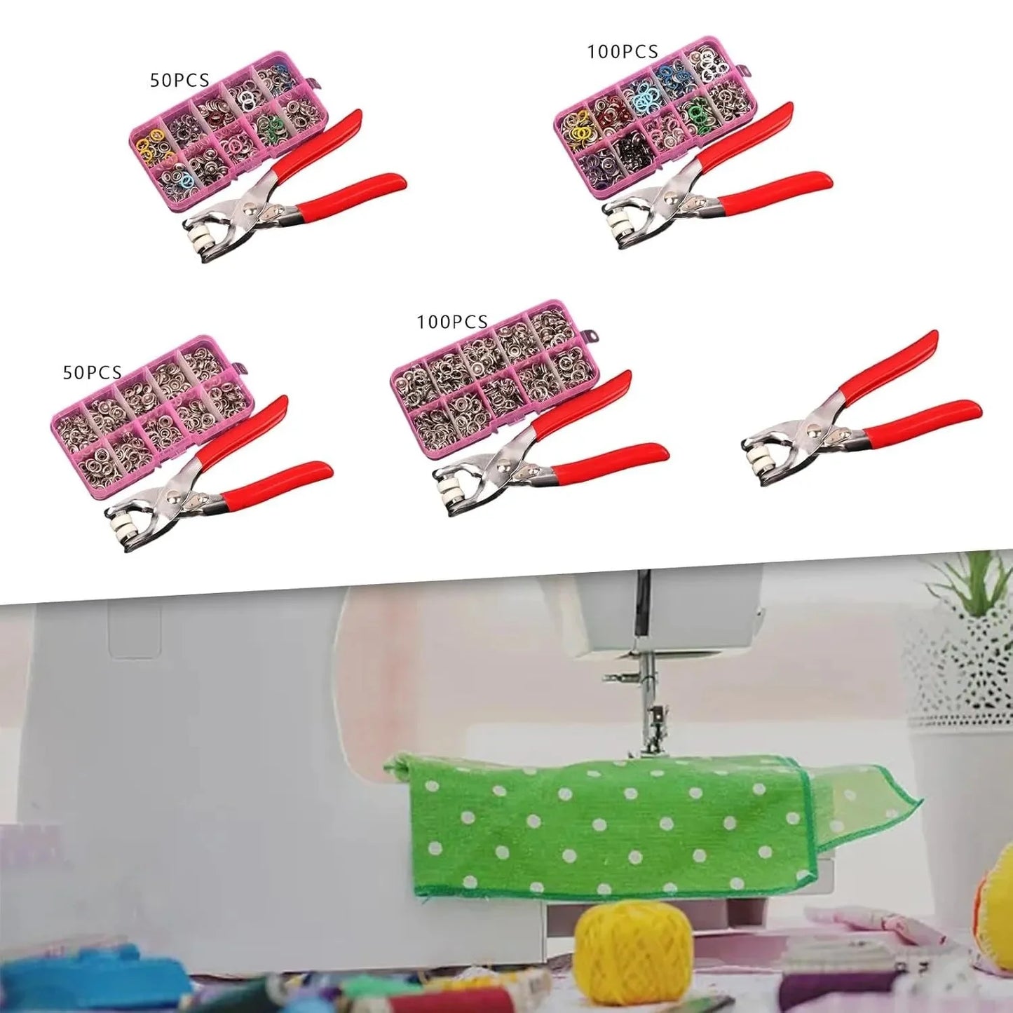 Stainless Steel Snap Fasteners Kit with Hand Press Tool | Thickened Metal Five-Claw Buckle Set for DIY Sewing, Leather Craft, Jackets & Clothing Repairs