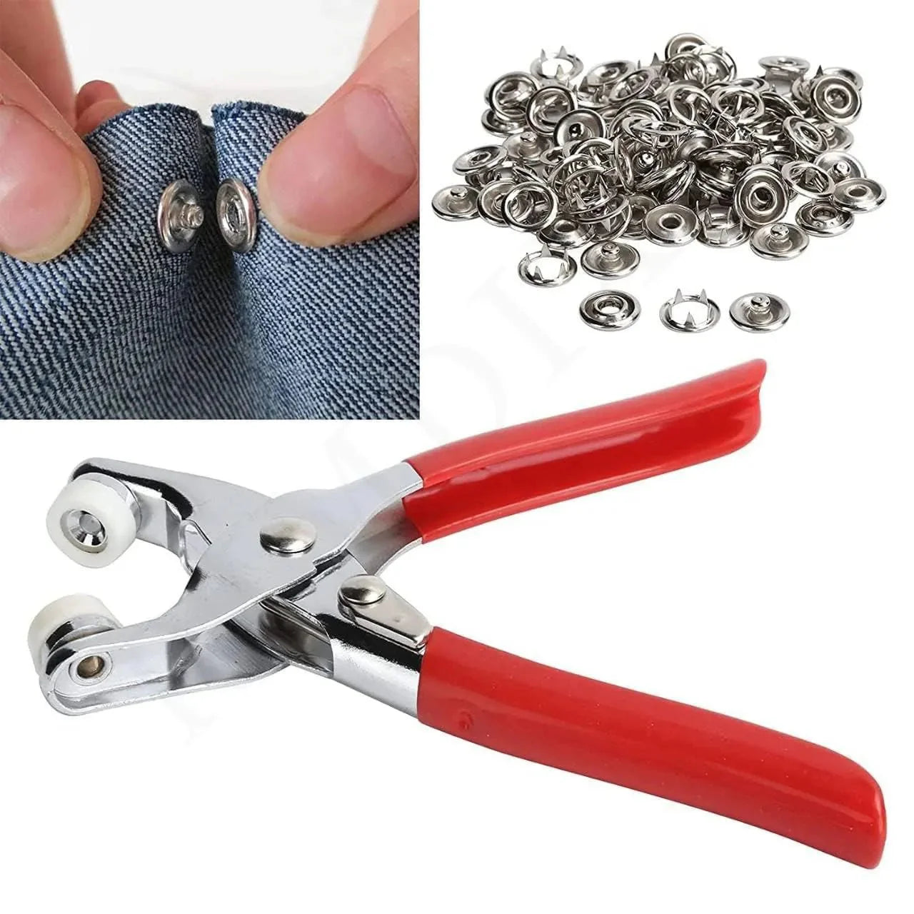 Stainless Steel Snap Fasteners Kit with Hand Press Tool | Thickened Metal Five-Claw Buckle Set for DIY Sewing, Leather Craft, Jackets & Clothing Repairs