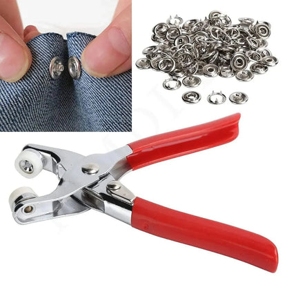 Stainless Steel Snap Fasteners Kit with Hand Press Tool | Thickened Metal Five-Claw Buckle Set for DIY Sewing, Leather Craft, Jackets & Clothing Repairs
