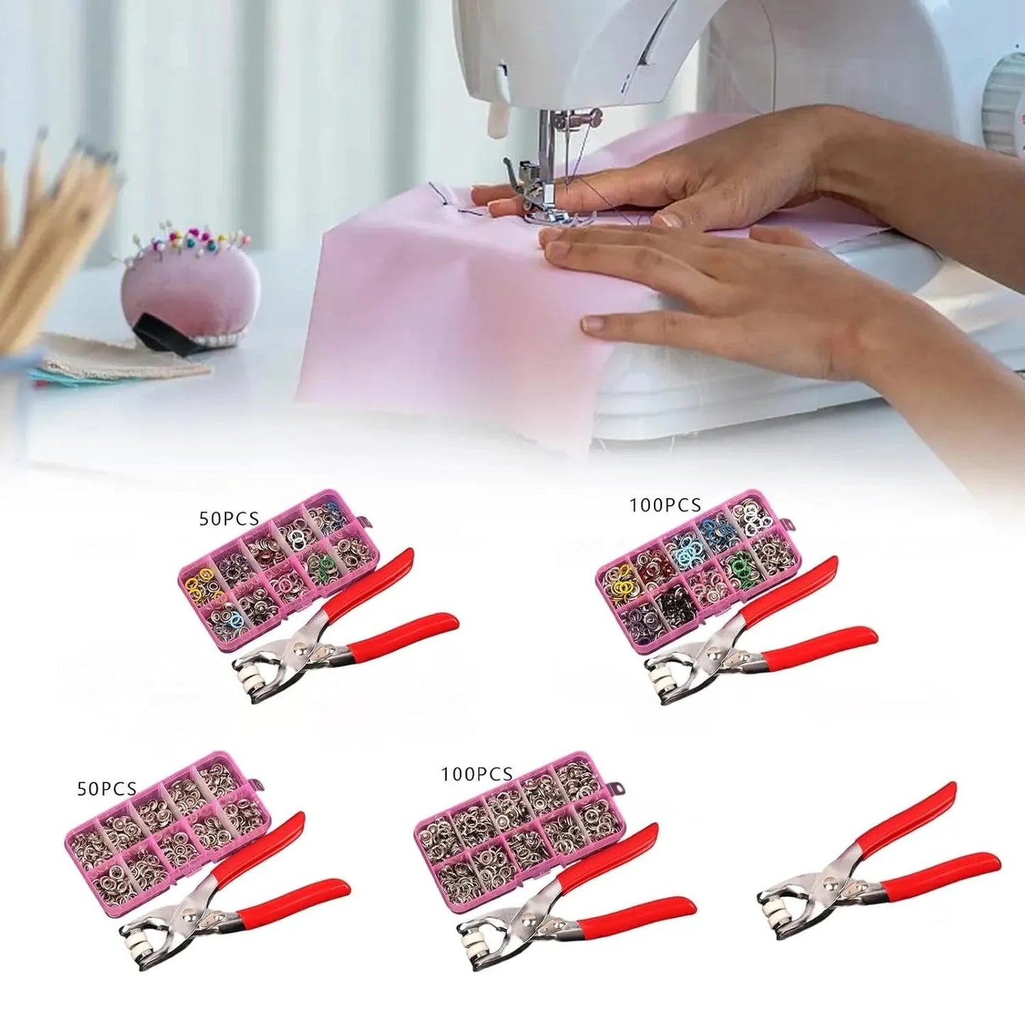 Stainless Steel Snap Fasteners Kit with Hand Press Tool | Thickened Metal Five-Claw Buckle Set for DIY Sewing, Leather Craft, Jackets & Clothing Repairs