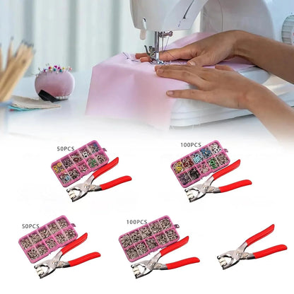 Stainless Steel Snap Fasteners Kit with Hand Press Tool | Thickened Metal Five-Claw Buckle Set for DIY Sewing, Leather Craft, Jackets & Clothing Repairs