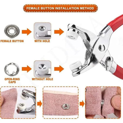 Stainless Steel Snap Fasteners Kit with Hand Press Tool | Thickened Metal Five-Claw Buckle Set for DIY Sewing, Leather Craft, Jackets & Clothing Repairs