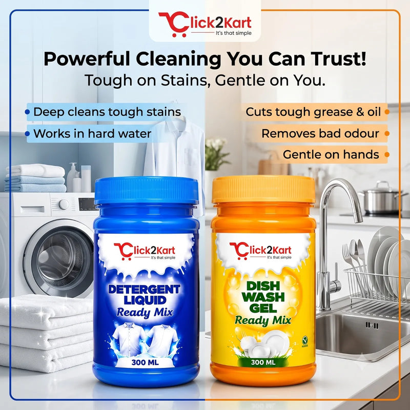 Premium ReadyMix Combo – Detergent Liquid & Dishwash Gel Concentrate | 200 ML Each