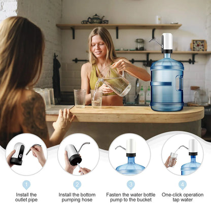 Automatic Water Dispenser Pump for 20L Gallon Bottle – USB Rechargeable One Touch Drinking Water Pump