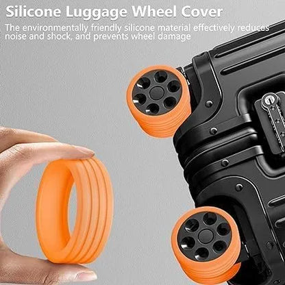 Luggage Wheel Protective Covers (Set of 8) | Silicone Suitcase Wheel Covers | Noise Reduction, Anti-Wear