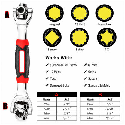 48 in 1 Socket Wrench – 360° Revolving Multi-Size Tool